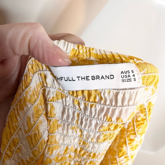 FAITHFULL THE BRAND Sunny Yellow and White Floral Kasbah Crop Jumpsuit Size 4 - Picture 6 of 8